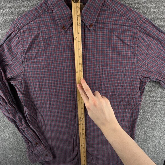 Faherty Flannel Soft Red Blue Check Button Up Shirt Long Sleeve Medium Cotton - Picture 3 of 15